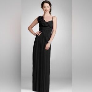DB Studio One-Shoulder Asymmetrical Black Dress, Empire Waist, Size 6